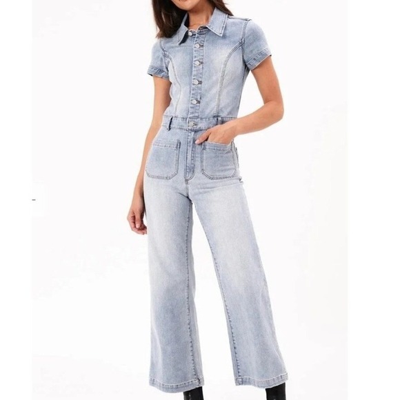 ROLLA'S Pants - Rolla's Sailor Jumpsuit Light Vintage Blue Size 10M NWT Wide-Leg High-Rise Retro